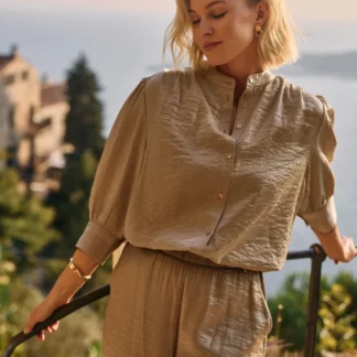 NKS02231 Lilly Blouse Shiny Army