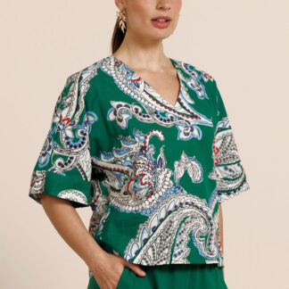 13727 Madison paisley top - multi color