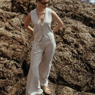 13738 Sky sparkle waffle trousers - kit/silver