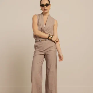 13856 Lexie linen look trousers - latte