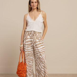 13895 Grace zebra trousers - latte/ecru