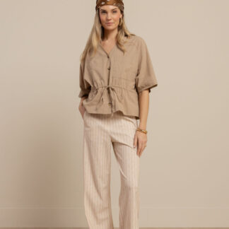 13898 Abigail stripe trousers - latte/orchid orange