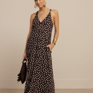 13938 Norah 2way dot dress - espresso/ecru