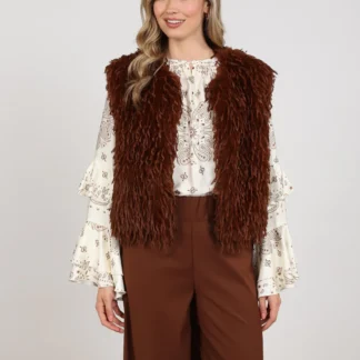 NKF08026 Mila Gilet Feather Espresso