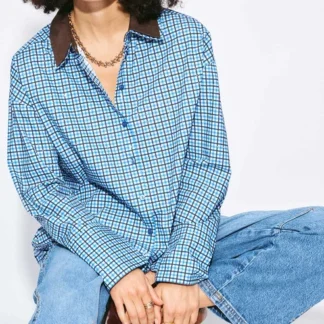 SP9709 BLOUSE - Beau Check Sapphire Blue