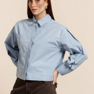 14088 Ivanna poplin blouse - sky blue