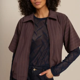 14099 Marcella stripe jacket - chestnut/espresso