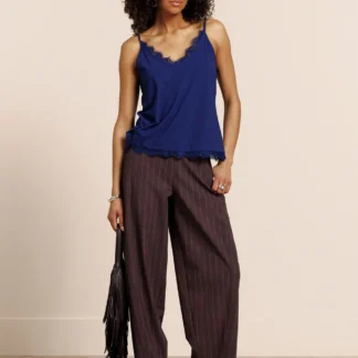 14100 Marlise stripe trousers - chestnut/espresso