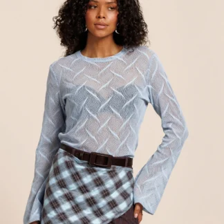 14111 Reagan flaire lace top - sky blue