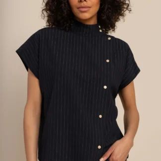 14127 Danni gold stripe blouse - darkblue/gold