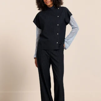 14128 Jana gold stripe trousers - darkblue/gold