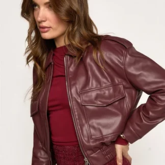 Freebird Lara Faux Leer Jasje - Burgundy