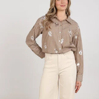 NKF02137 Newport Blouse Taupe/Offwhite