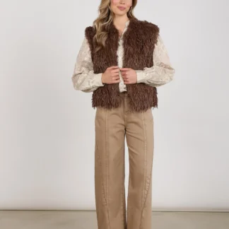 NKF08026 Mila Gilet Feather Taupe