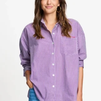 SP9728 BLOUSE - Beau Striped Purple White