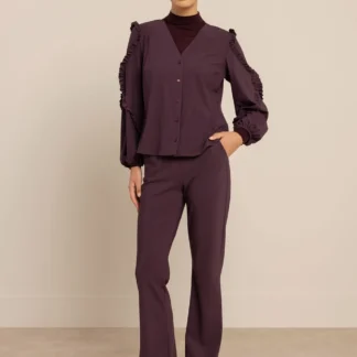 14201 Flair bonded trousers - aubergine