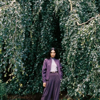14244 Sari herringbone trousers - aubergine/light aubergine