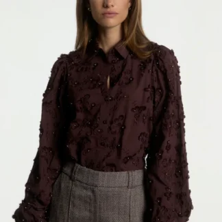 Aaiko Lien beads blouse burgundy