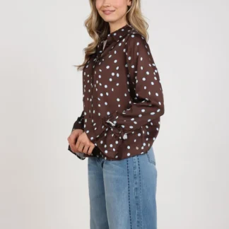NKF02159 Arani Blouse Dots | Chocolate/Sky