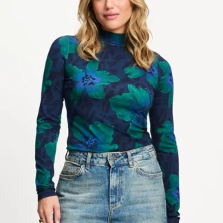 SP9831 TURTLENECK - Romi Jersey Bloom Teal Green